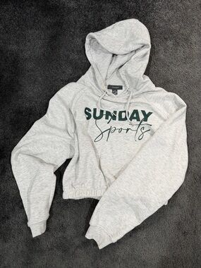Sunday Sports Gray Crop Hoodie Sweatshirt - Women